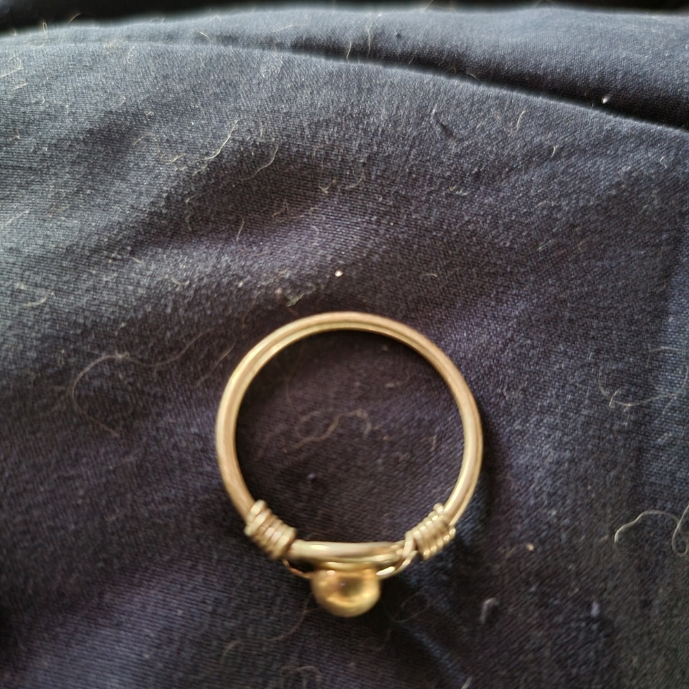 Silver ring with copper ball size 10.5